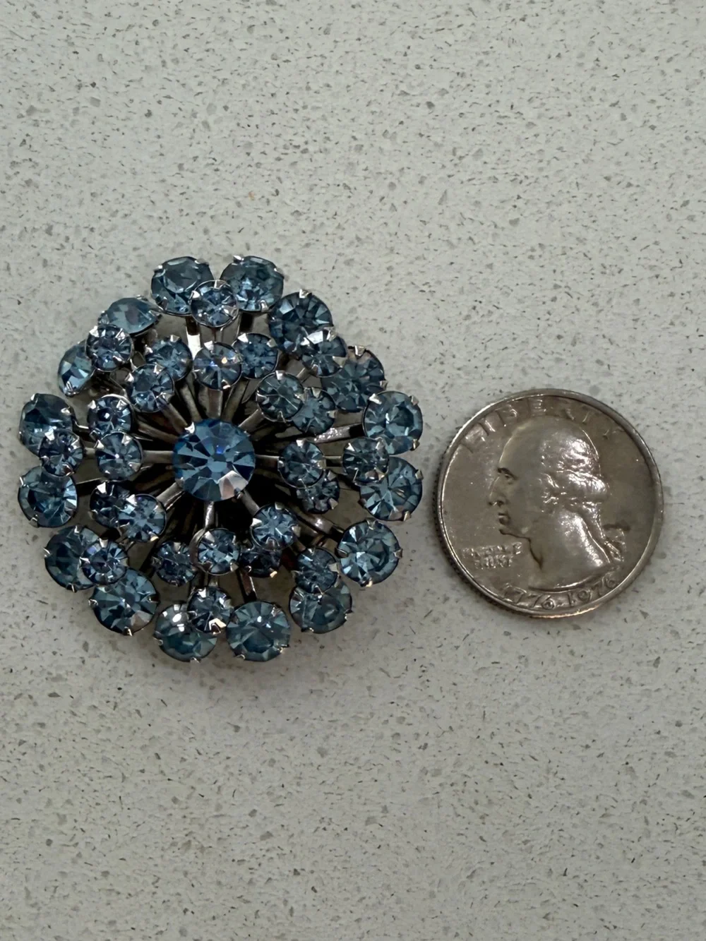 Blue Crystal Burst Brooch - Radiant Cluster Pin
